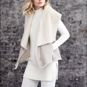 White House Black Market Faux shearling vest fur M